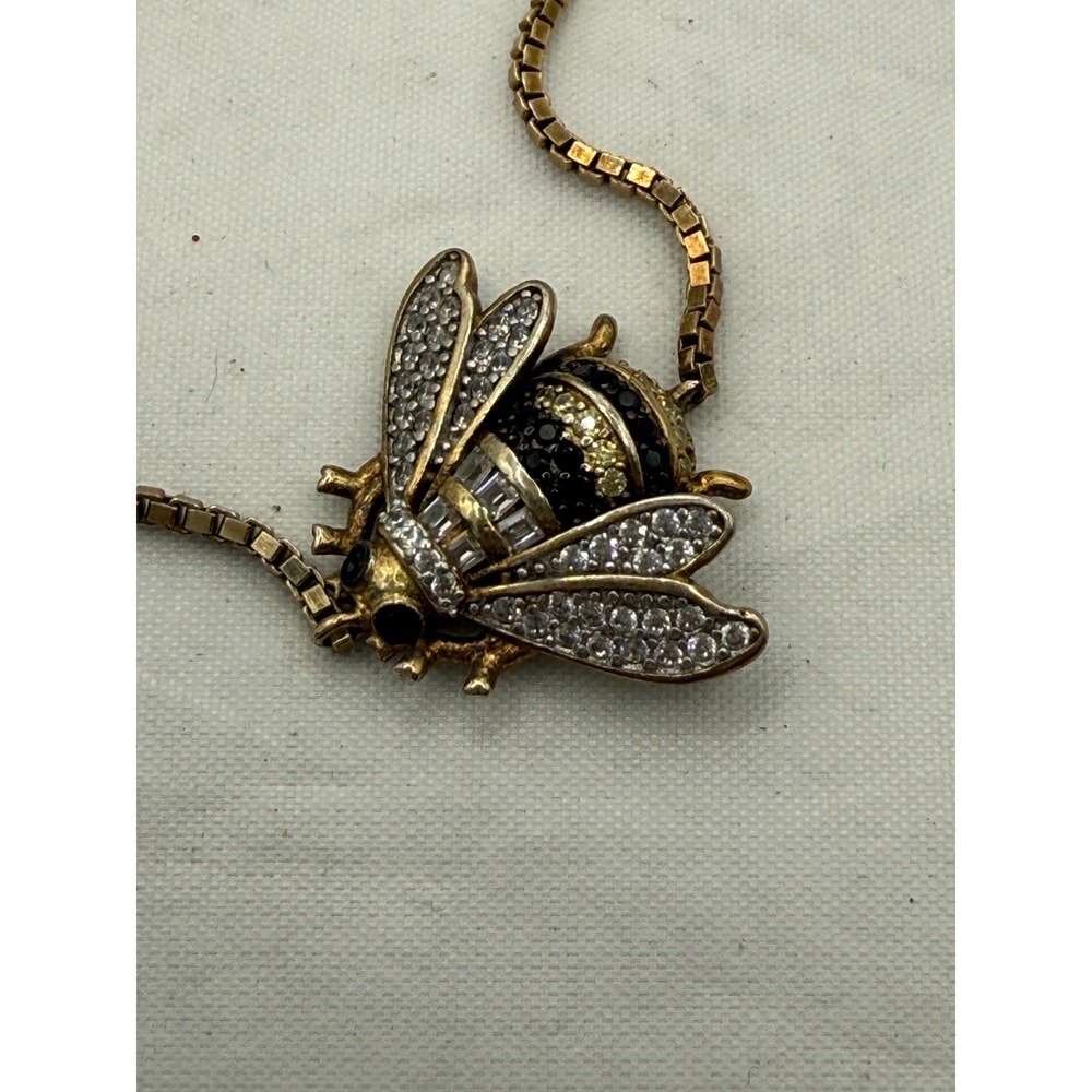 Sterling silver fzn 925 Gold Tone Bee Charm Bracelet Sparkling Crystal